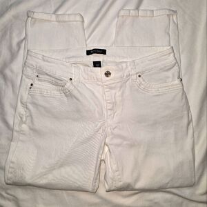 White House Black Market slim crop white jeans with stretch size 10